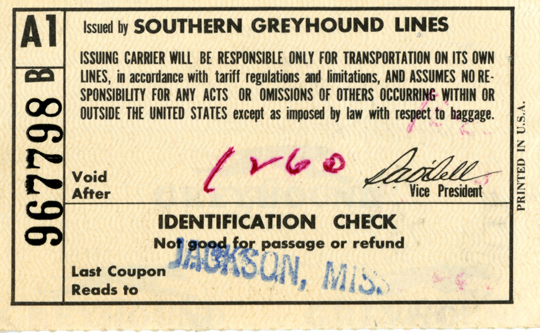 [Greyhound Bus ticket to Jackson]